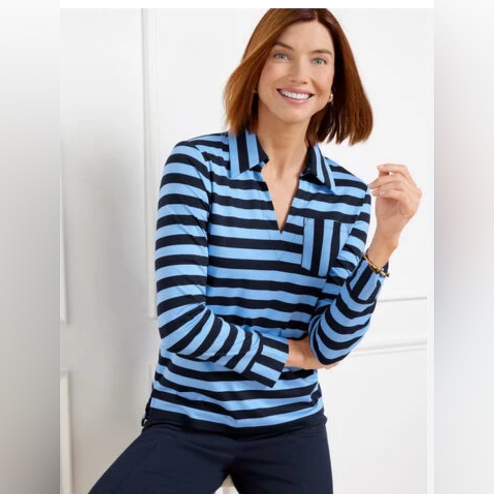 Talbots NWT size Xl striped polo shirt. PTP is 24 . Length is 25.